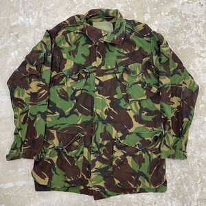 Vintage‎ British Military Jacket Large Jungle Smock Slant Pocket Poplin Camo 80s